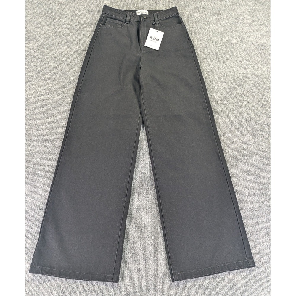 NEW! Princess Polly Nicolo Jeans Women's Size 2 Black High Rise Straight Wide